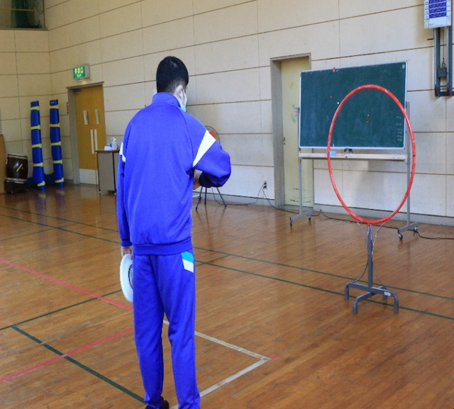 フライングディスクを投げる写真