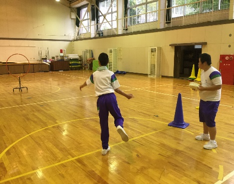 フライングディスクを投げる写真