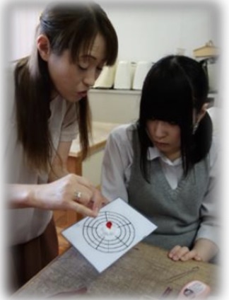 手芸を教わっている写真